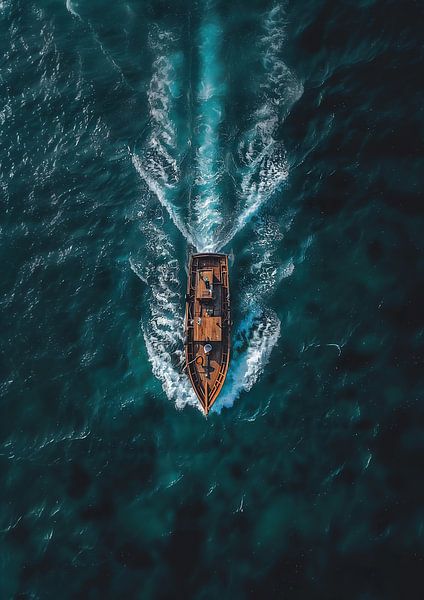 Alleen in het blauw van de oceaan van fernlichtsicht