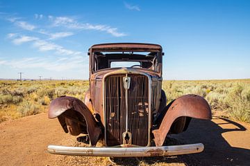 Route 66, Studebaker wrak bij Painted Desert, Arizona USA van Gert Hilbink