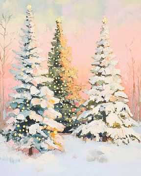 Winter Christmas | Christmas Trees Light by Wonderful Art