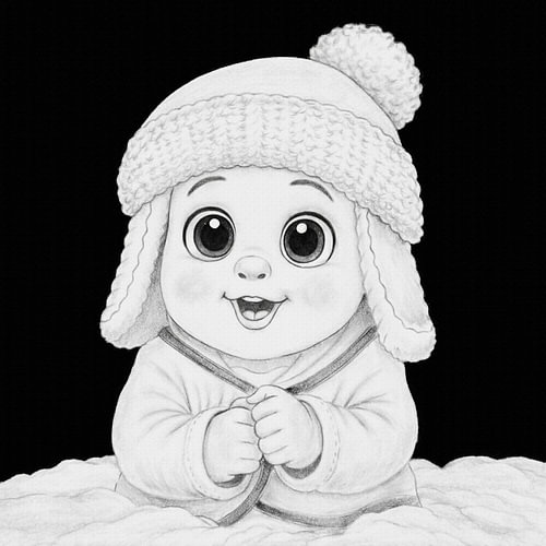 Un adorable bébé avec un bonnet bien chaud.