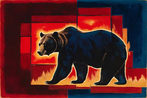 Abstract bear with vibrant colours