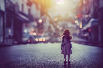 Klein meisje dat zich op een straat bevindt Illustratie van Animaflora PicsStock