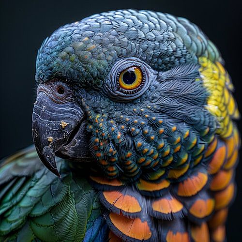 Close Up Portrait of a Colorful Parrot's Face