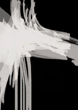 Strokes 14 | Expressief Zwart en Neutraal Abstract van Menega Sabidussi