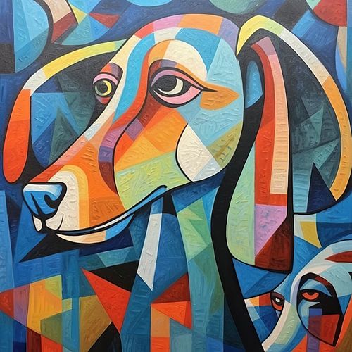 Malerei Bunter Hund | Rinde Kunst