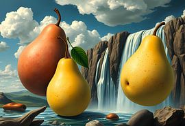 Art with fruit in the landscape Dali style by Egon Zitter