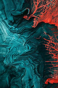 Flowing light in turquoise and coral by artefacti