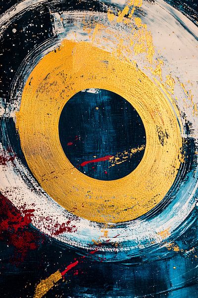 Cercle d'or sur toile bleue par Art & Soul Creations