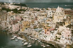 View of the port and town of Procida. by Ron van der Stappen