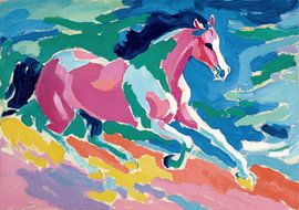 Un cheval coloré au galop