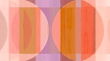 Middeneeuwse Bauhaus-vormen in Perzik Koraal Rood Mauve van FRESH Fine Art