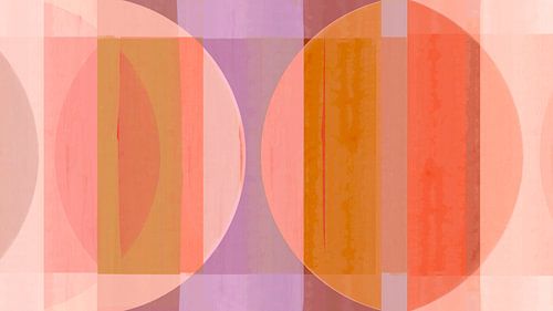 Middeneeuwse Bauhaus-vormen in Perzik Koraal Rood Mauve