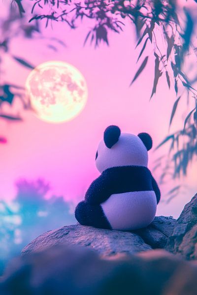 Panda mit Mondlicht – Traumhafte Nacht von Poster Art Shop