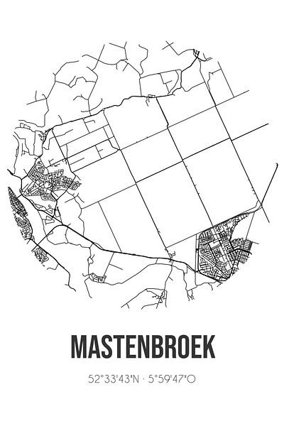 Mastenbroek (Overijssel) | Landkaart | Zwart-wit van Stad & Wand