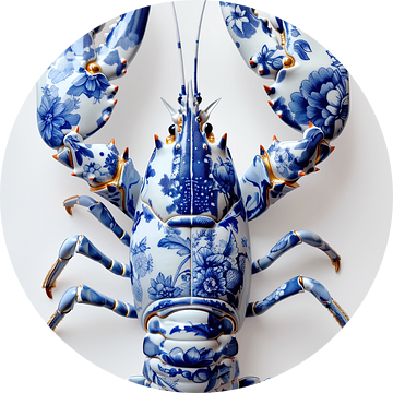 Lobster Luxe - Delfts Blauwe kreeft met bloem patroon van Marianne Ottemann - OTTI