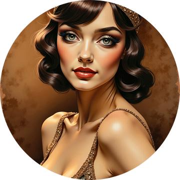 Mooie flapper meisje poseren onder sierlijke verlichting digitale kunst il