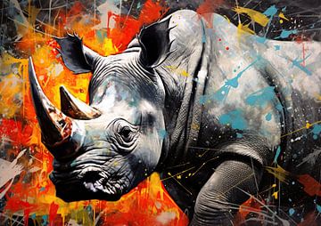 Lively Rhinoceros by Wonderful Art