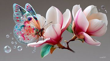 vlinder op bloem van Gelissen Artworks