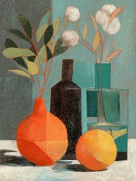 Nature morte en sarcelle et braise