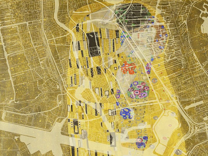 Map of Zaandam with the Kiss by Gustav Klimt by De Kaartenwinkel