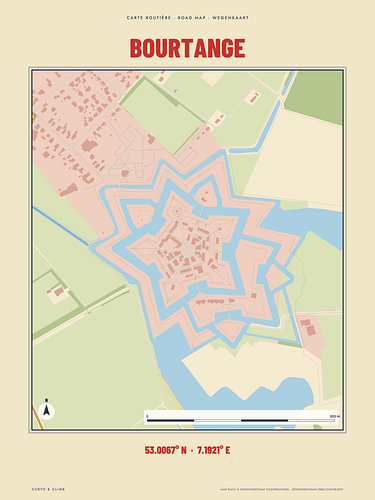 Bourtange map, retro road map