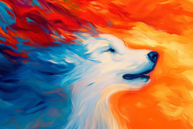 Portrait de loup flamboyant en couleurs par Poster Art Shop