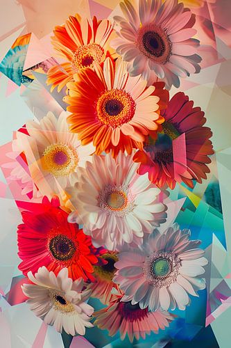 Gerberamozaïek - Abstracte bloemenprint