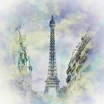 Parijse Flair | Aquarel Stijl van Melanie Viola