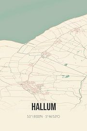 Vintage map of Hallum (Fryslan) by Prints of Place