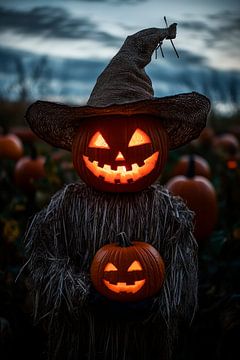 Halloween krukje met gloeiende pompoenen van Poster Art Shop