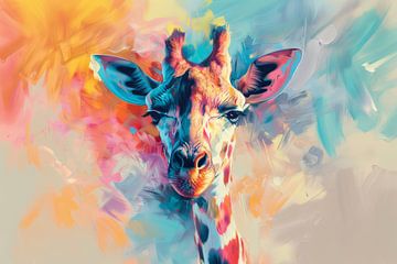 Giraffe in een Zee van Kleuren van Eva Lee