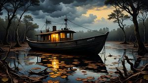 kleines Hausboot im Dschungel