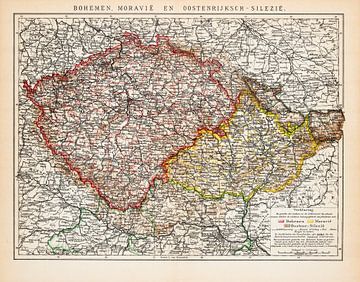 Vintage kaart Bohemen, Moravië en Oostenrijks Silezië van Studio Wunderkammer