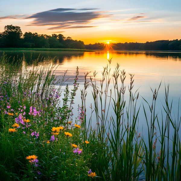 Sunset lake by Poster Art Shop