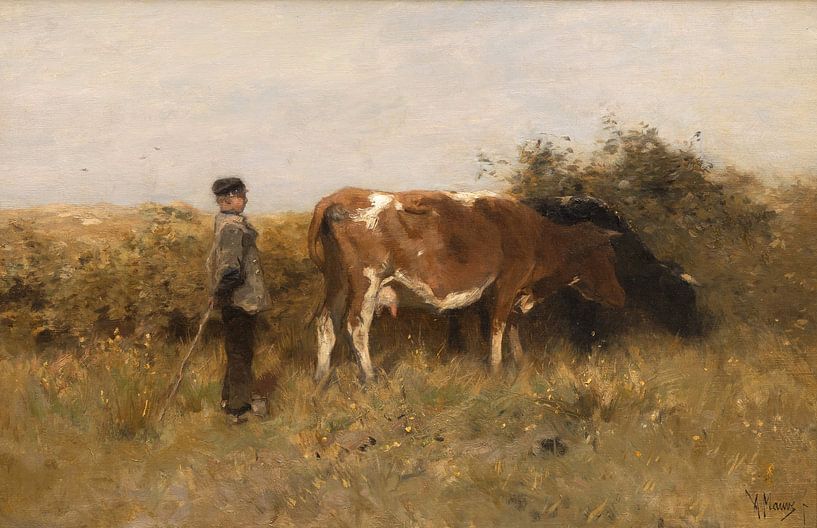 Young shepherd with cows, Anton Mauve by Masterful Masters