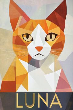 Geometrische elegantie - Luna cat van Poster Art Shop