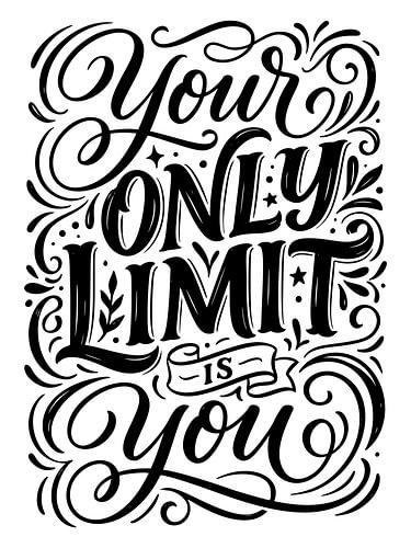 „Deine einzige Grenze bist du selbst“ – Motivierende Handlettering-Typografie und Grafikdesign