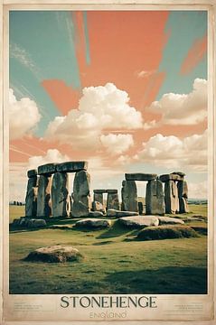 Monolithes mystiques Affiche de voyage vintage de Stonehenge