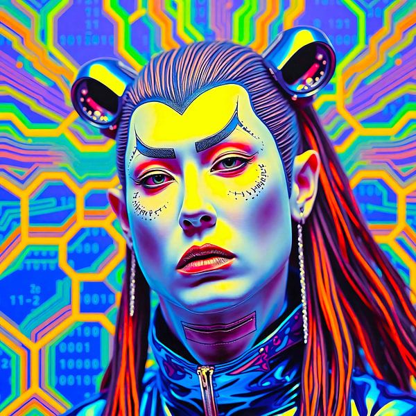 Neon Taikomochi fusie pop-art van A.D. Digital ART