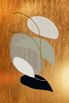 Japandi / Wabi-Sabi collage kunst:  Organisch en Goud van Studio Pieternel