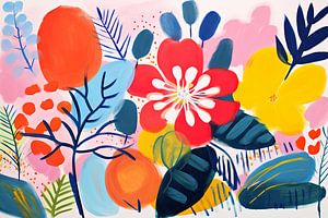 Vintage Blumen, Bunt Abstrakt Modern