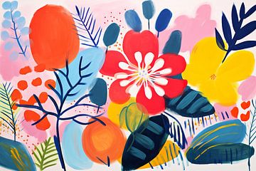 Fleurs vintage, abstrait coloré moderne sur Caroline Guerain