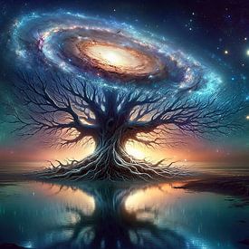 Levensboom op de drempel van het universum van artefacti