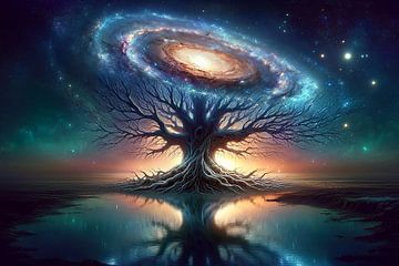 Levensboom op de drempel van het universum van artefacti
