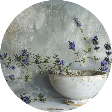 Stilleven met lavendel in Japandi stijl van Japandi Art Studio