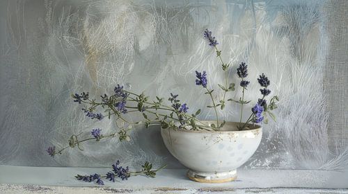 Stilleven met lavendel in Japandi stijl van Japandi Art Studio