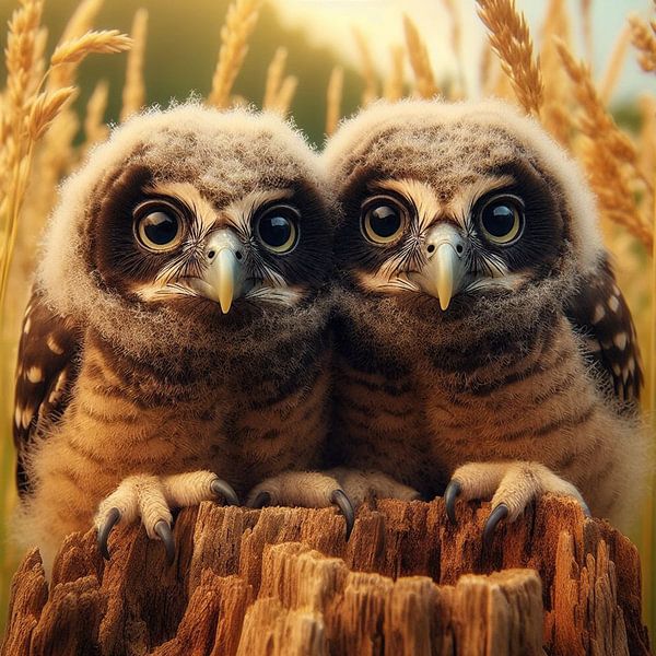 Young little owls by Kay Weber
