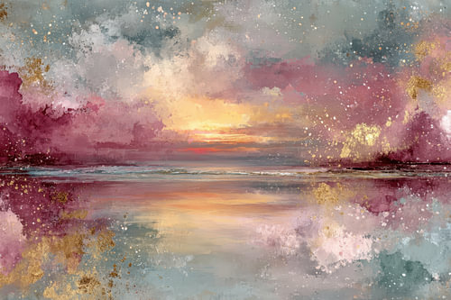 Rose Gold Abstract Painting – Dreamy by the Sea