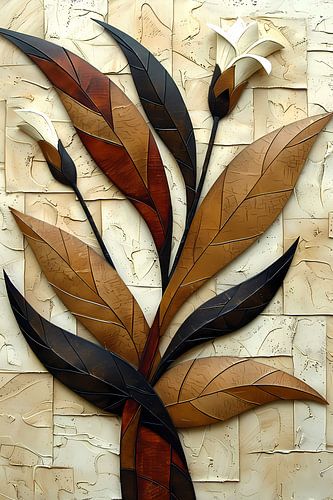 Driedimensionale bloemenkunst in reliëf