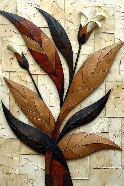 Dreidimensionale florale Kunst in Relief von Art & Soul Creations